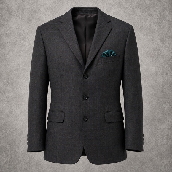 Ermenegildo Zegna Other - Ermenegildo Zegna Mens Brown Blue Windowpane 100% Wool 3 Button Blazer 46R
